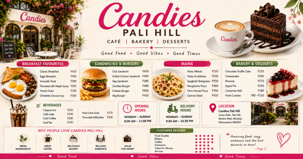Candies pali hill menu overview