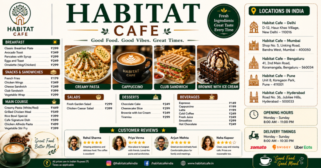 HABITATE MENU CAFE OVERVIEW
